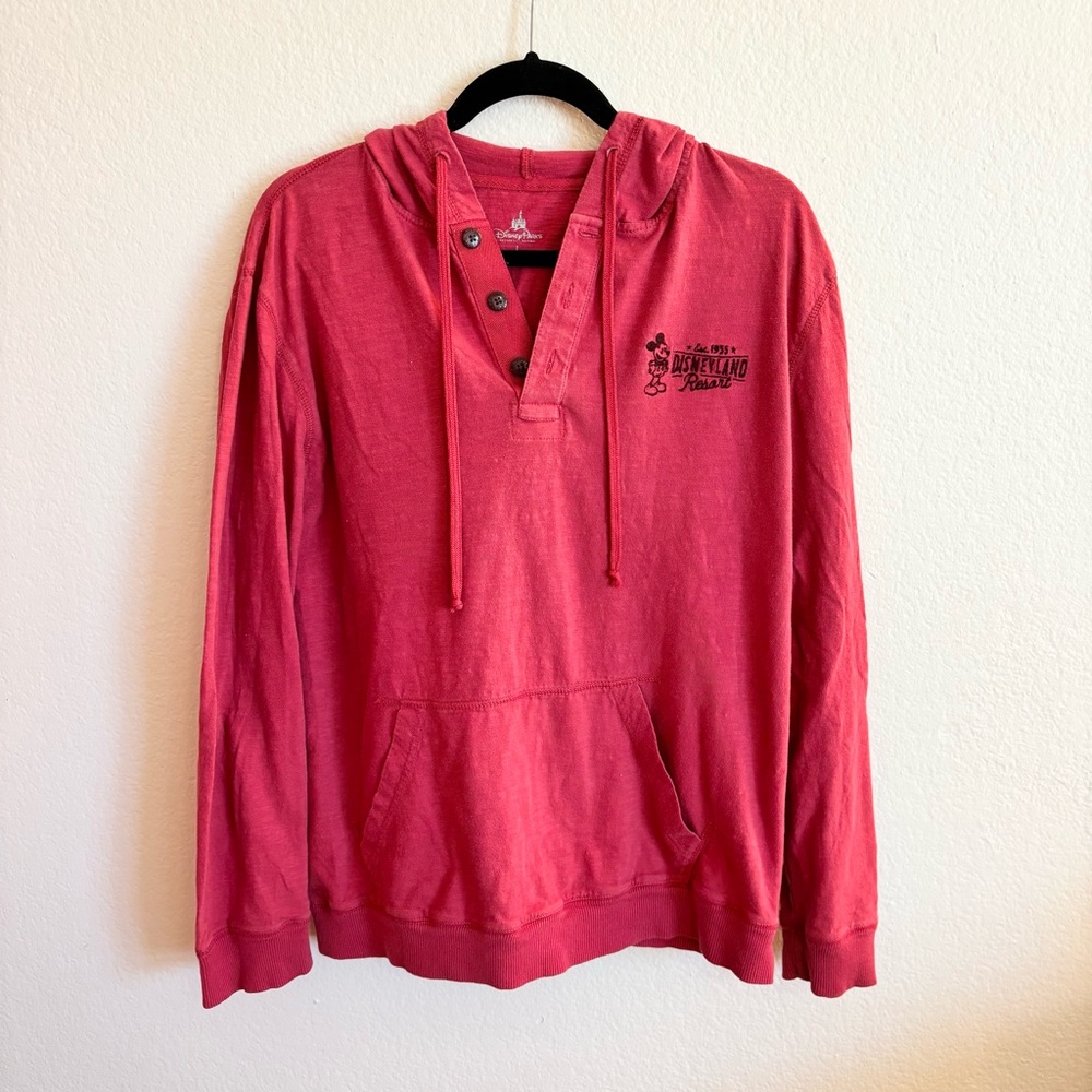 Light Red Disneyland Resort Henley Hooded Sweatshirt